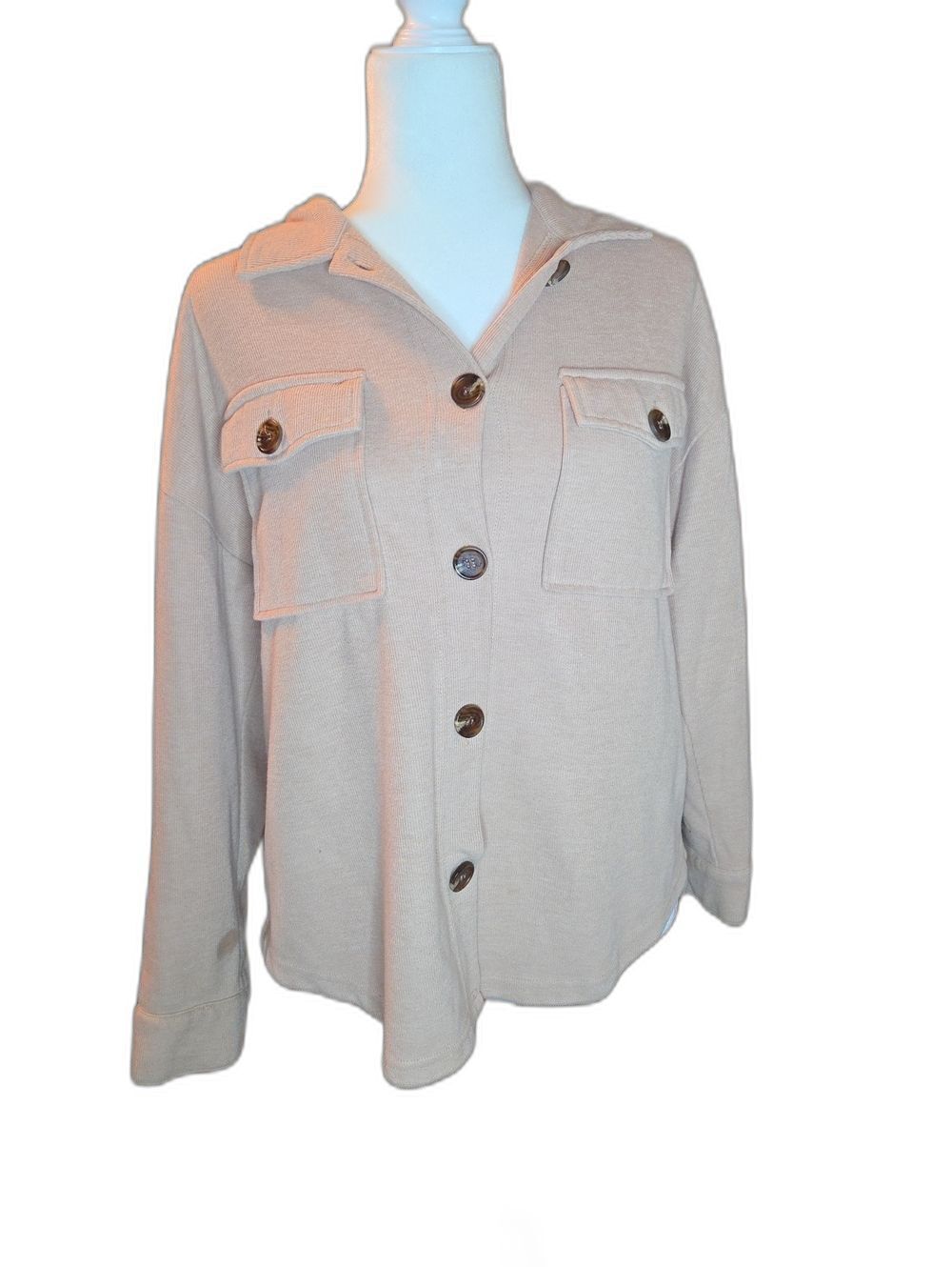 Hippie Rose Light Pink Button-Front Utility Shacket - Women